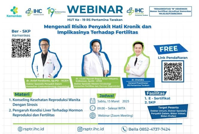 Flyer Webinar Mengenali Risiko Penyakit Hati Kronik dan Implikasinya Terhadap Fertilitas
