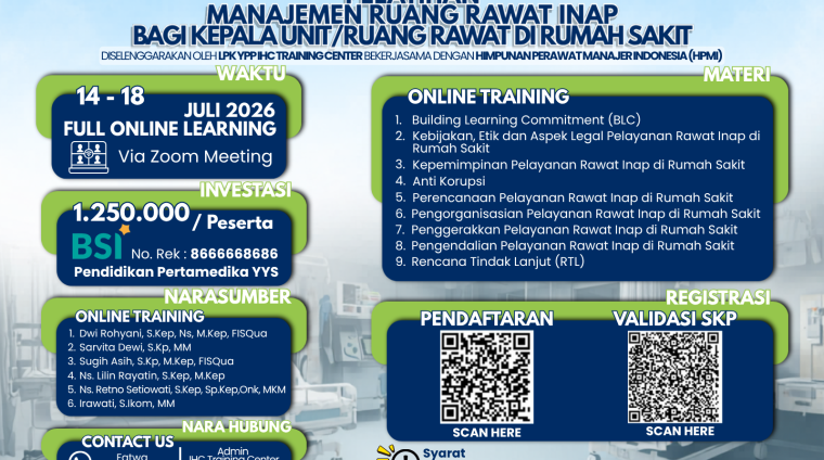 Flyer Pelatihan Manajemen Pelayanan Rawat Inap